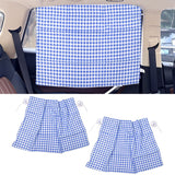 2Pcs Grid Design Anti Ultraviolet Car Curtain Side Car Window Sun Shade with Suction CupBlue Grid - Extra Image
