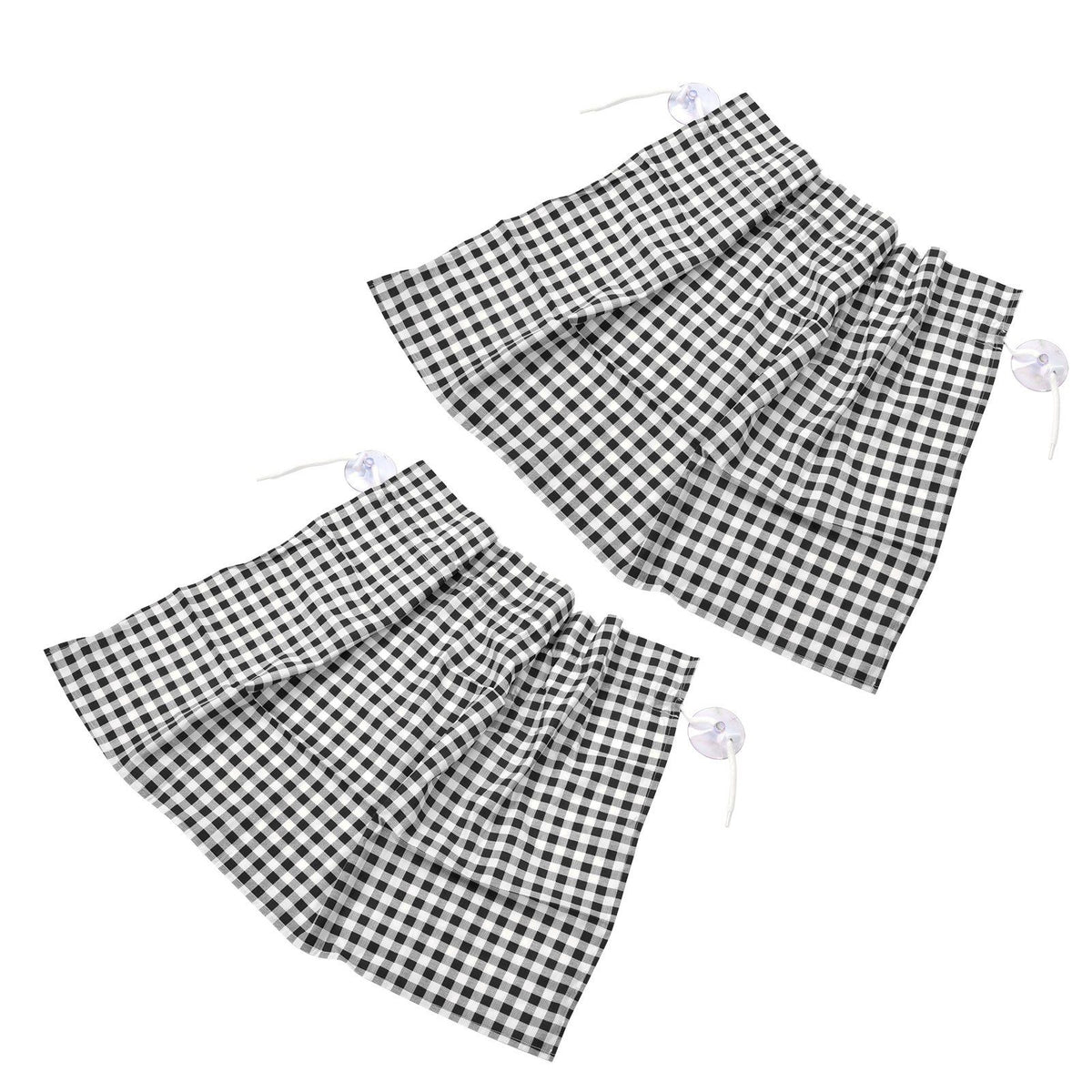 2Pcs Grid Design Anti Ultraviolet Car Curtain Side Car Window Sun Shade with Suction CupBlack Grid