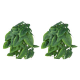 2PCS Artificial Water Plant Simulation Vine Lifelike Plastic Leaves Decoration with Suction Cup for Fish TankSweet Potato Leaves