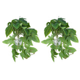 2PCS Artificial Water Plant Simulation Vine Lifelike Plastic Leaves Decoration with Suction Cup for Fish TankSweet Potato Leaves - Top-Down View