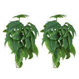 2PCS Artificial Water Plant Simulation Vine Lifelike Plastic Leaves Decoration with Suction Cup for Fish TankSweet Potato Leaves