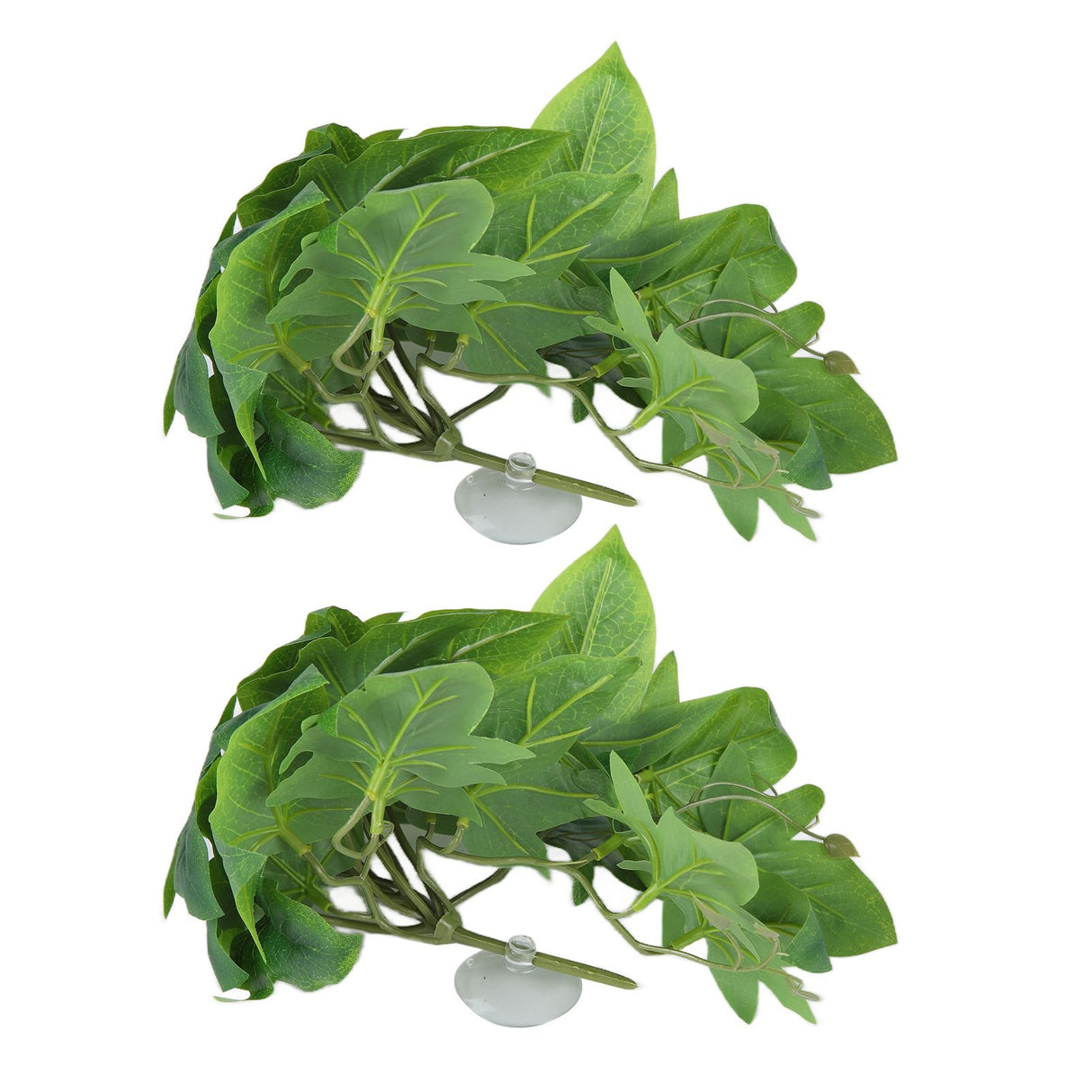 2PCS Artificial Water Plant Simulation Vine Lifelike Plastic Leaves Decoration with Suction Cup for Fish TankSweet Potato Leaves