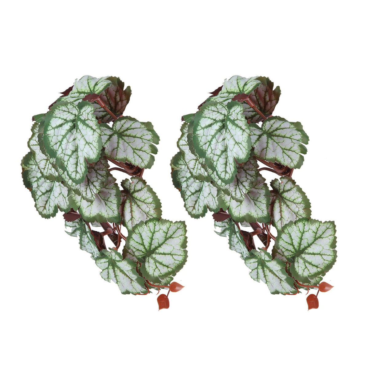2PCS Artificial Water Plant Simulation Vine Lifelike Plastic Leaves Decoration with Suction Cup for Fish TankHeuchera Leaves