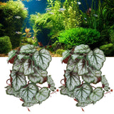 2PCS Artificial Water Plant Simulation Vine Lifelike Plastic Leaves Decoration with Suction Cup for Fish TankHeuchera Leaves