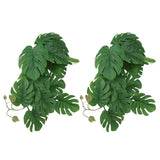 2PCS Artificial Water Plant Simulation Vine Lifelike Plastic Leaves Decoration with Suction Cup for Fish TankMonstera Leaves - Front View