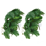 2PCS Artificial Water Plant Simulation Vine Lifelike Plastic Leaves Decoration with Suction Cup for Fish TankMonstera Leaves