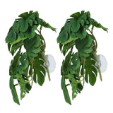 2PCS Artificial Water Plant Simulation Vine Lifelike Plastic Leaves Decoration with Suction Cup for Fish TankMonstera Leaves - Top-Down View