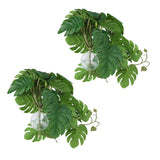 2PCS Artificial Water Plant Simulation Vine Lifelike Plastic Leaves Decoration with Suction Cup for Fish TankMonstera Leaves - 45-Degree Angle