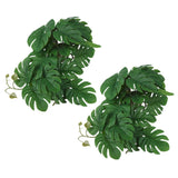 2PCS Artificial Water Plant Simulation Vine Lifelike Plastic Leaves Decoration with Suction Cup for Fish TankMonstera Leaves