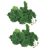 2PCS Artificial Water Plant Simulation Vine Lifelike Plastic Leaves Decoration with Suction Cup for Fish TankMonstera Leaves - Low Angle