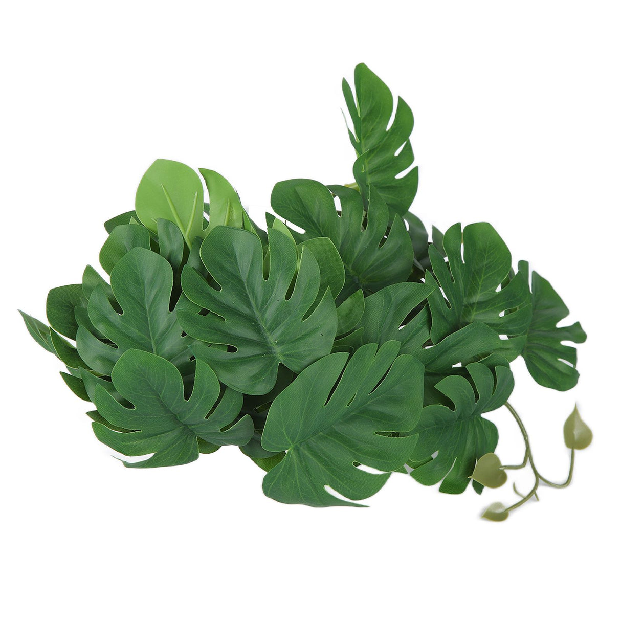 2PCS Artificial Water Plant Simulation Vine Lifelike Plastic Leaves Decoration with Suction Cup for Fish TankMonstera Leaves