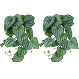 2PCS Artificial Water Plant Simulation Vine Lifelike Plastic Leaves Decoration with Suction Cup for Fish TankWatermelon Leaves