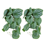2PCS Artificial Water Plant Simulation Vine Lifelike Plastic Leaves Decoration with Suction Cup for Fish TankWatermelon Leaves
