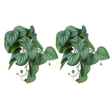 2PCS Artificial Water Plant Simulation Vine Lifelike Plastic Leaves Decoration with Suction Cup for Fish TankWatermelon Leaves