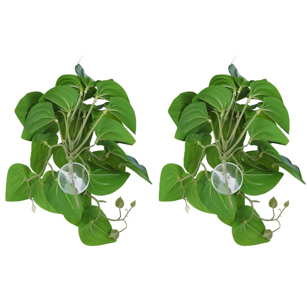 2PCS Artificial Water Plant Simulation Vine Lifelike Plastic Leaves Decoration with Suction Cup for Fish TankWatermelon Leaves