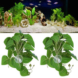 2PCS Artificial Water Plant Simulation Vine Lifelike Plastic Leaves Decoration with Suction Cup for Fish TankWatermelon Leaves - Extra Image