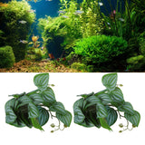 2PCS Artificial Water Plant Simulation Vine Lifelike Plastic Leaves Decoration with Suction Cup for Fish TankWatermelon Leaves - Extra Image