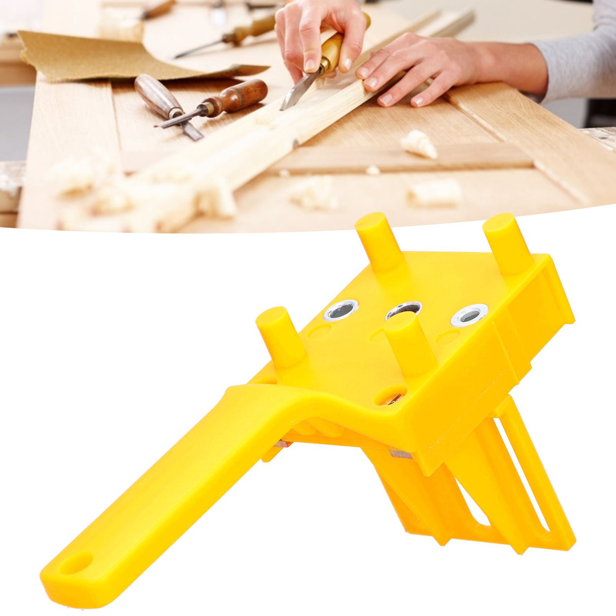 41Pcs Dowel Jig Kit Adjustable MultiFunctional Durable HighAccuracy Drill Jig for Straight Holes for Woodworking(Yellow )