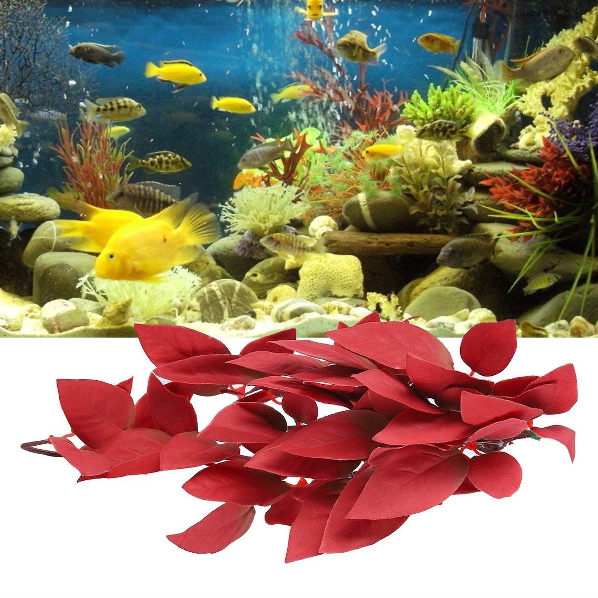 Artificial Reptile Plants Lifelike Plastic Plant Hanging Leaves Decoration with Suction Cup for Reptiles Terrarium Fish TankT-1033A4