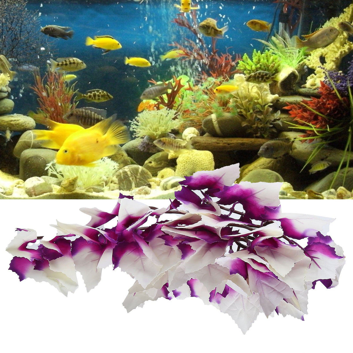 Artificial Reptile Plants Lifelike Plastic Plant Hanging Leaves Decoration with Suction Cup for Reptiles Terrarium Fish TankT-1034Q