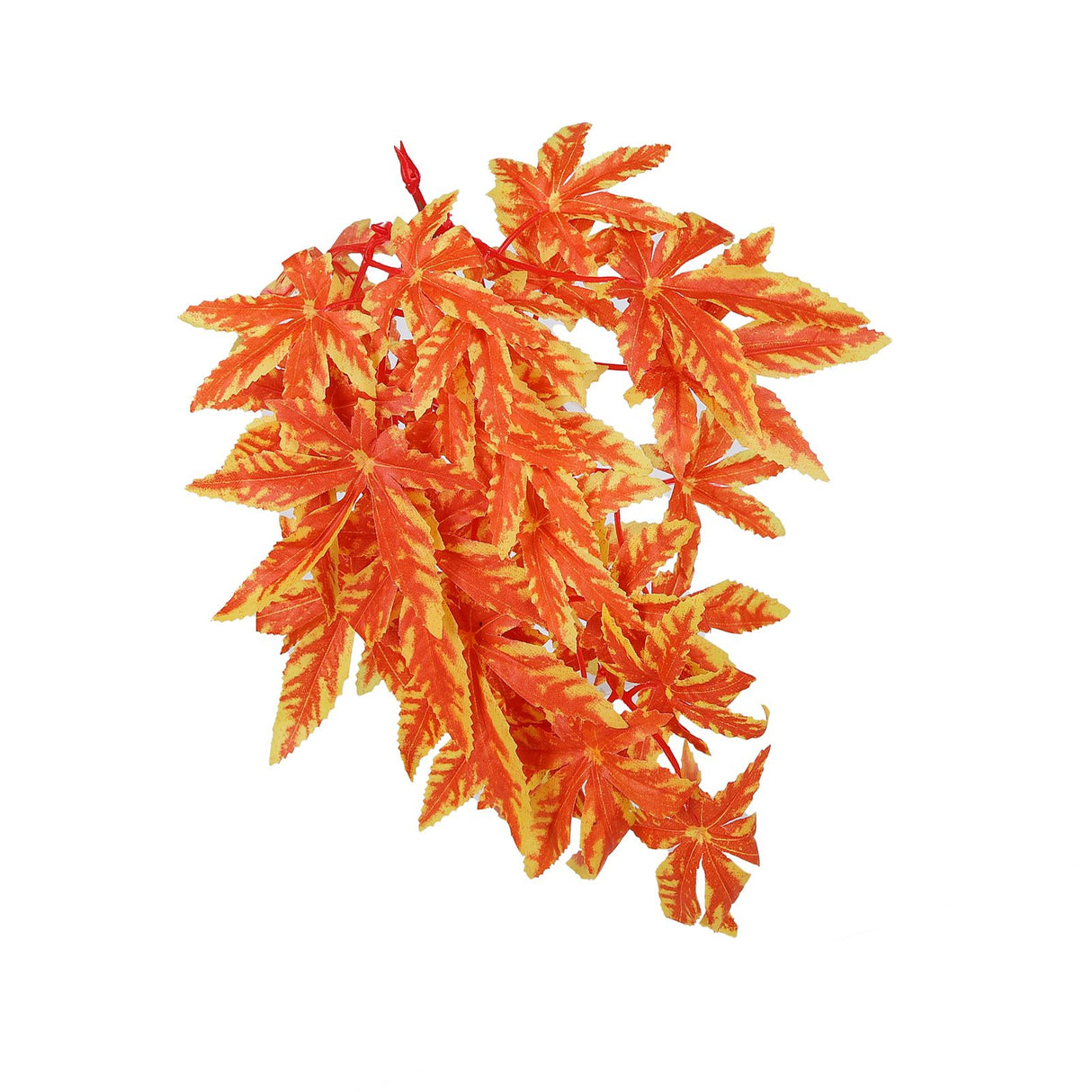 Artificial Reptile Plants Lifelike Plastic Plant Hanging Leaves Decoration with Suction Cup for Reptiles Terrarium Fish TankT‑007 Orange