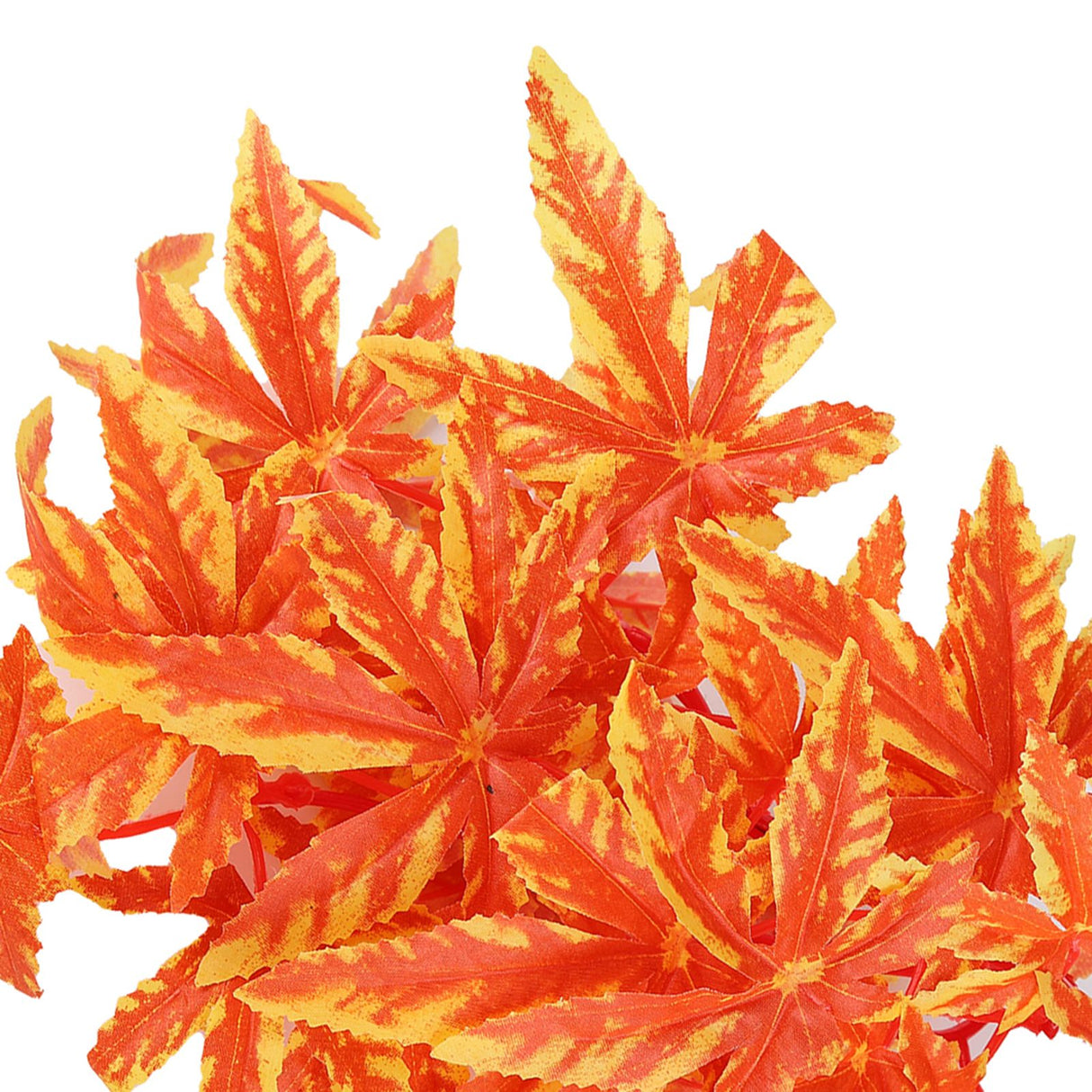 Artificial Reptile Plants Lifelike Plastic Plant Hanging Leaves Decoration with Suction Cup for Reptiles Terrarium Fish TankT‑007 Orange
