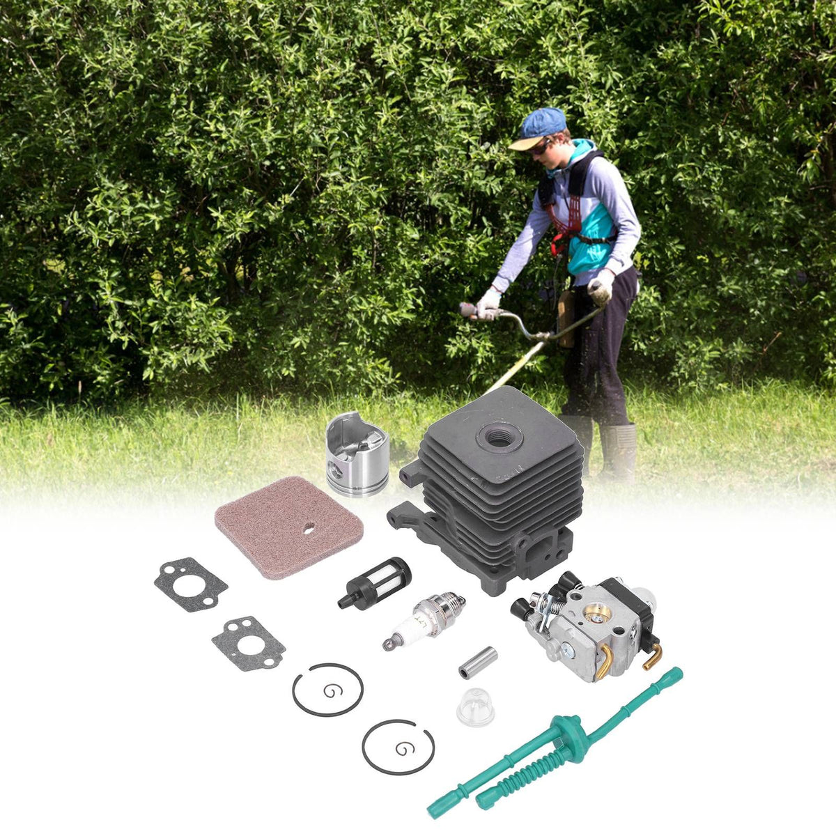 34mm Cylinder Piston Carburetor Wear Resistant Air Filter Repair Kit 4140 020 1202 Fit for Stihl FS55 FS45 FS38