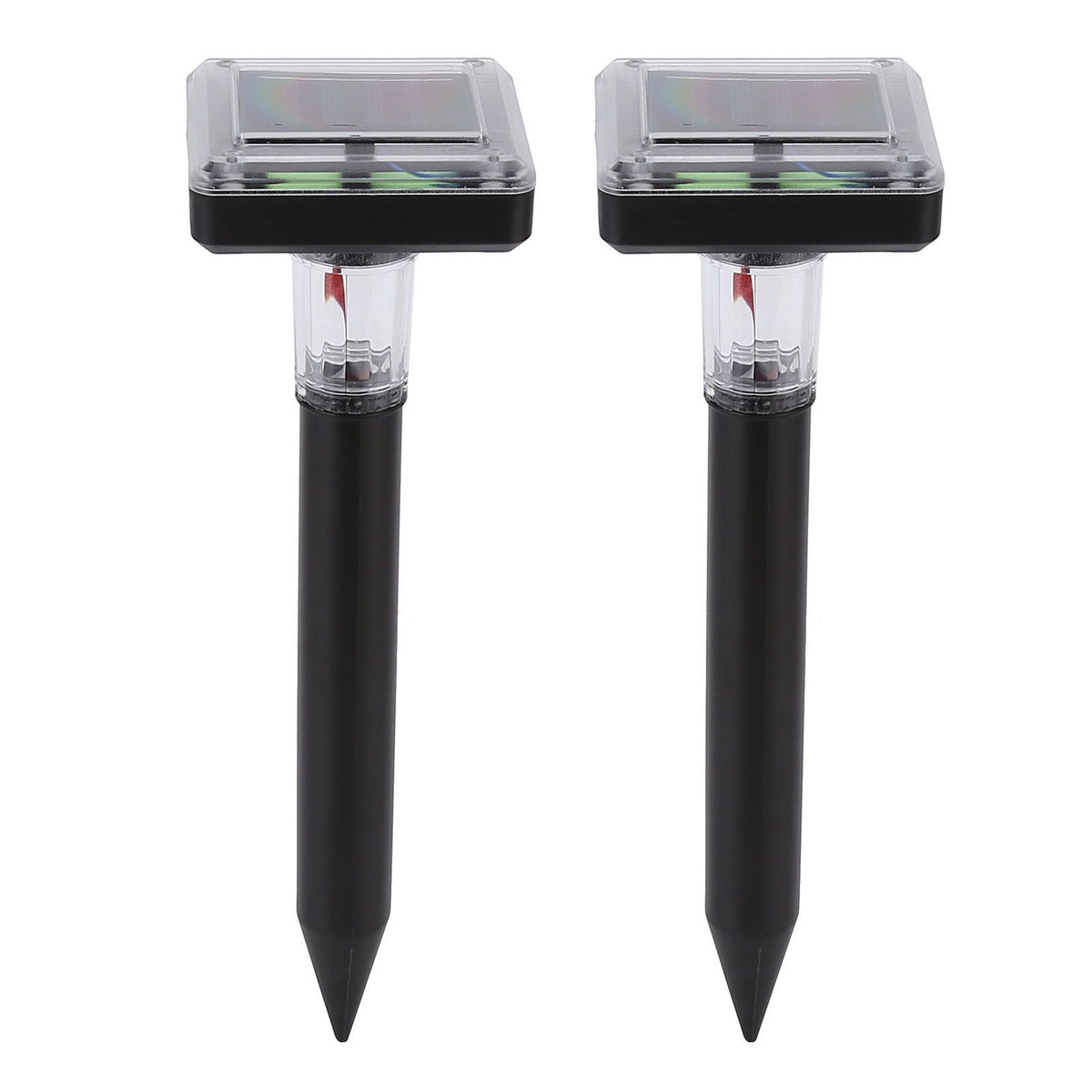 2Pcs Mole Repellent LED Ultrasonic Solar Powered Safe Portable Sturdy Durable Vole Repeller for Hotel Villa Garden