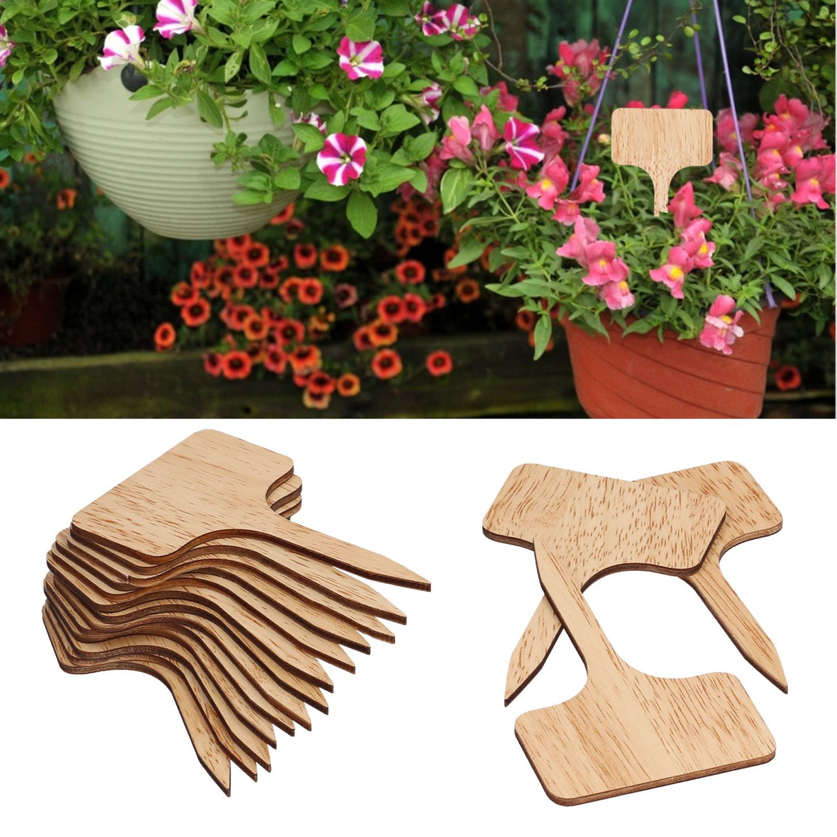 50PCS Bamboo Plant Labels T Type Wooden Plant Sign for Seed Potted Herbs Flowers Vegetables