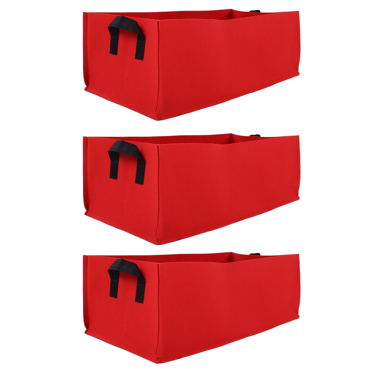 3PCS Thicken Non Woven Vegetable Planting Seedling Grow Bags Garden Planter Bed with HandleRose Red 60x30x20cm