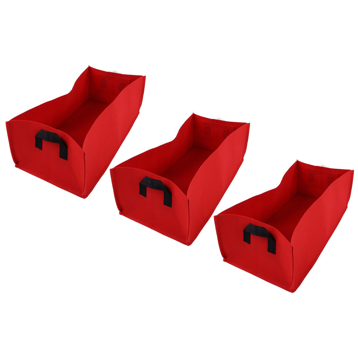 3PCS Thicken Non Woven Vegetable Planting Seedling Grow Bags Garden Planter Bed with HandleRose Red 60x30x20cm