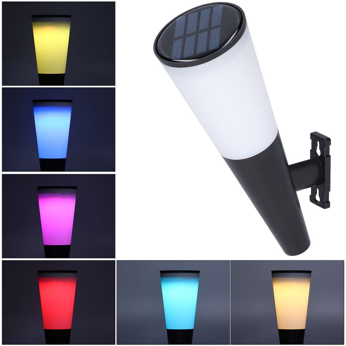 Solar Wall Lamp Warm White RGB Cordless Safe Modern Design Sturdy Durable Outdoor Lamp for Garden Garage BackyardRGB