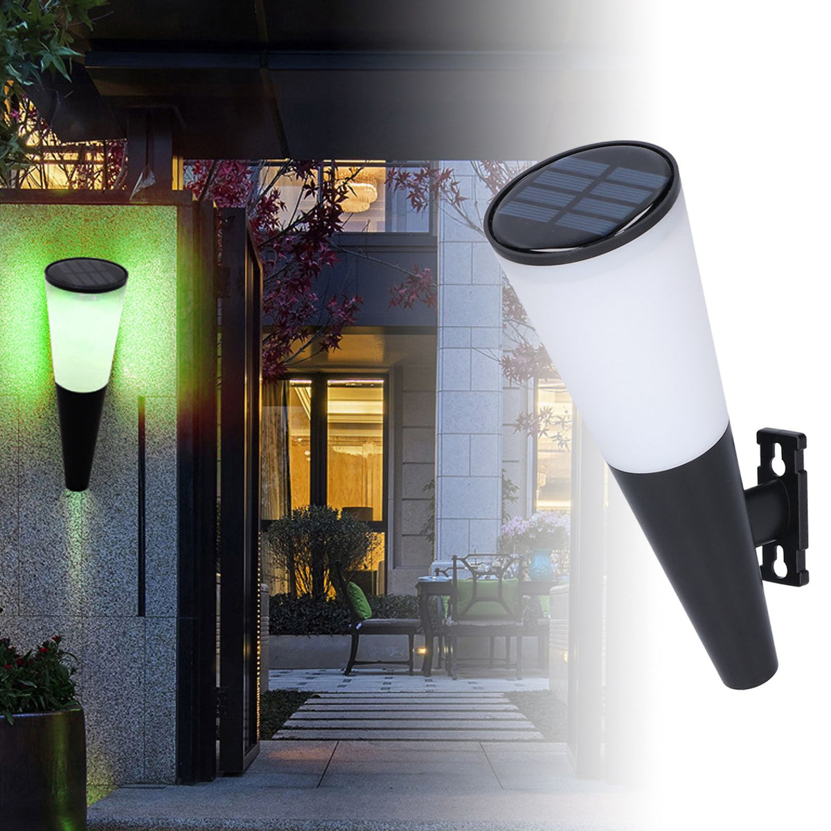 Solar Wall Lamp Warm White RGB Cordless Safe Modern Design Sturdy Durable Outdoor Lamp for Garden Garage BackyardRGB