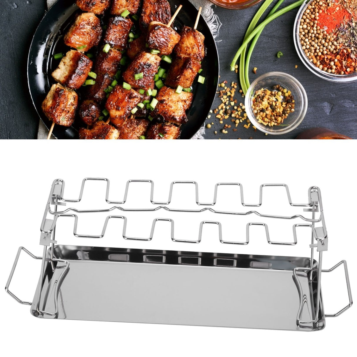 Chicken Wing Leg Rack with Bakeware Vertical Chicken Leg Grill for Barbecue Accessories