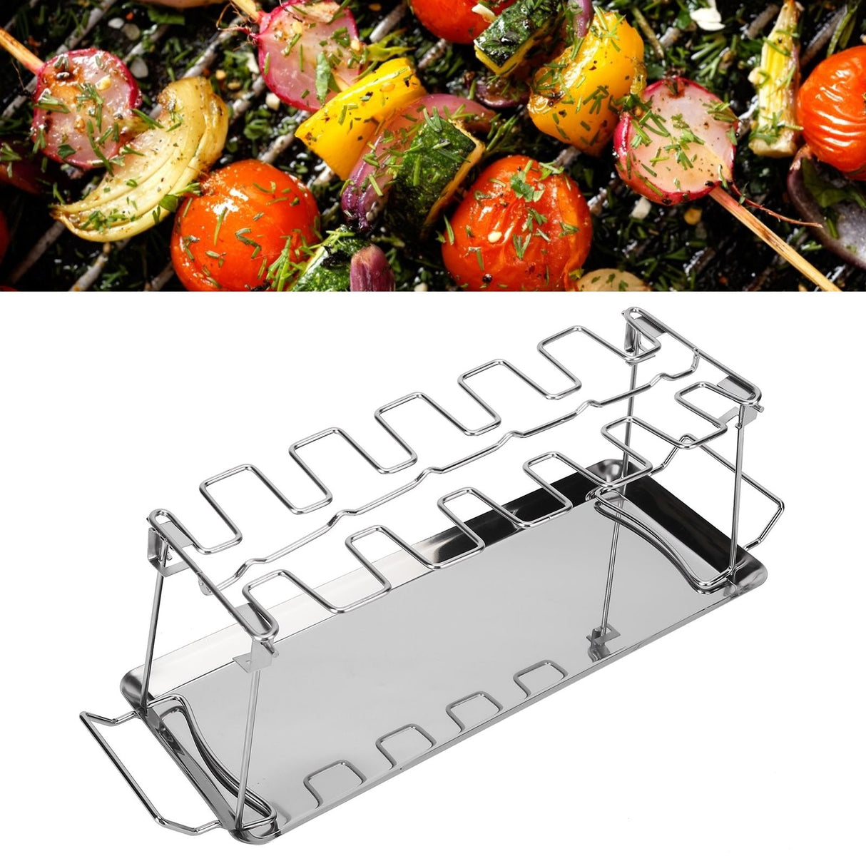 Chicken Wing Leg Rack with Bakeware Vertical Chicken Leg Grill for Barbecue Accessories