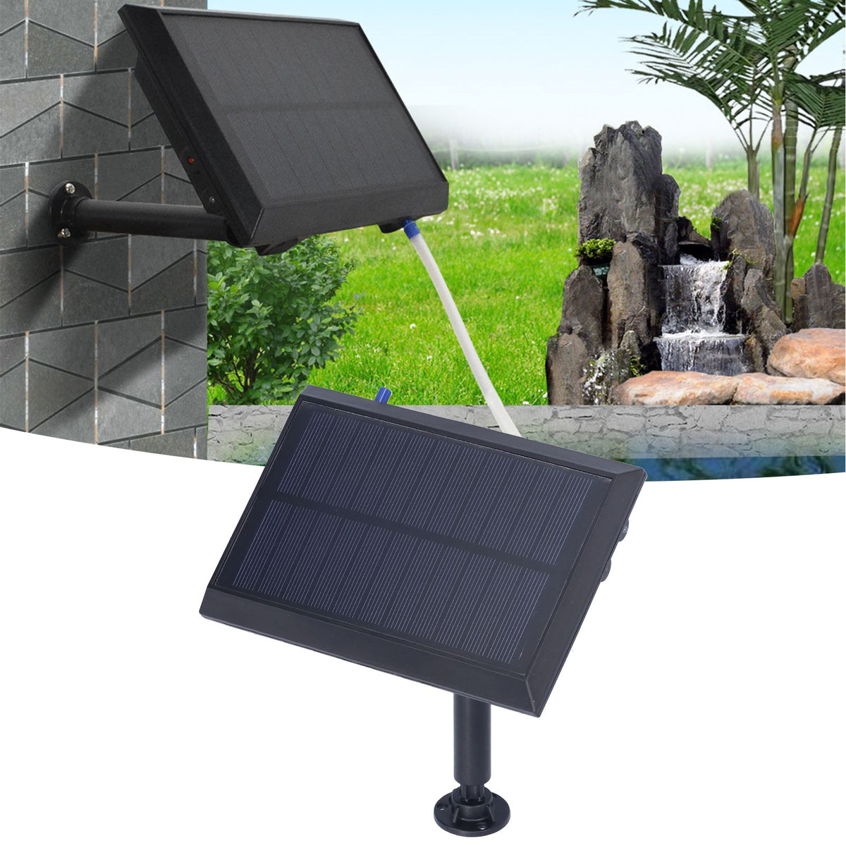 IP65 5.5V 1.5W Oxygen Pump Kit Solar Charging Air Aeration Pump for Aquarium Fish Tank Aquaculture Pool