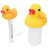 2Pcs Water Thermometer Set High Temperature Resistant Pool Chlorine Dispenser for Pond Swimming Pool - Rear View