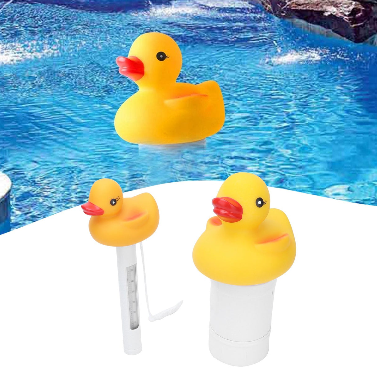 2Pcs Water Thermometer Set High Temperature Resistant Pool Chlorine Dispenser for Pond Swimming Pool