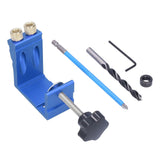 15° Oblique Hole Locator Positioner Woodworking Hole Jig Dowel Drill Kit Carpentry AccessoryBlue - Front View