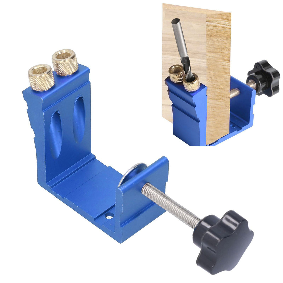 15° Oblique Hole Locator Positioner Woodworking Hole Jig Dowel Drill Kit Carpentry AccessoryBlue