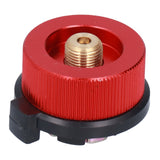 2Pcs Outdoor Camping Furnace Stove Adapter Gas Tank Converter with Self Closing Function Red - Top-Down View