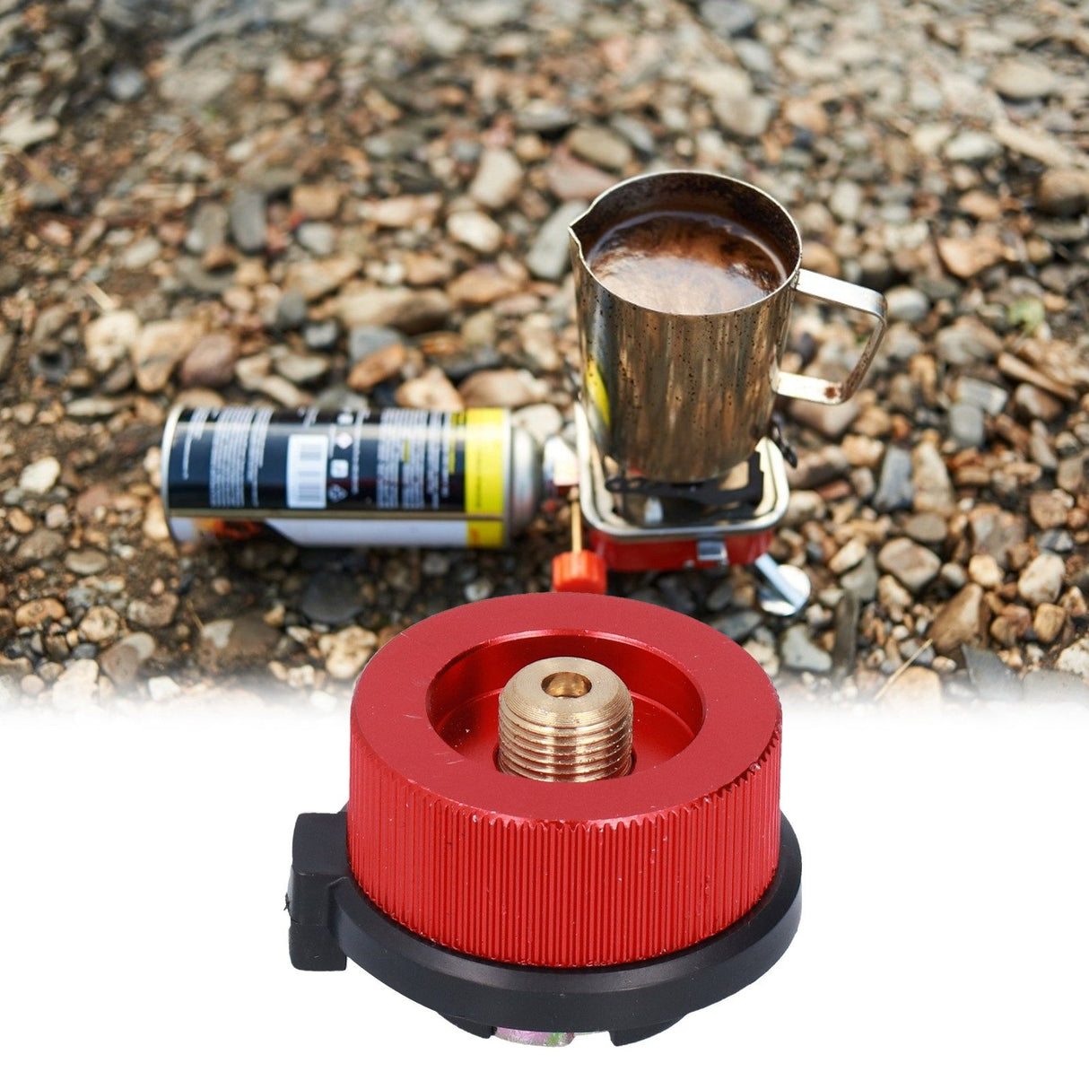 2Pcs Outdoor Camping Furnace Stove Adapter Gas Tank Converter with Self Closing Function Red