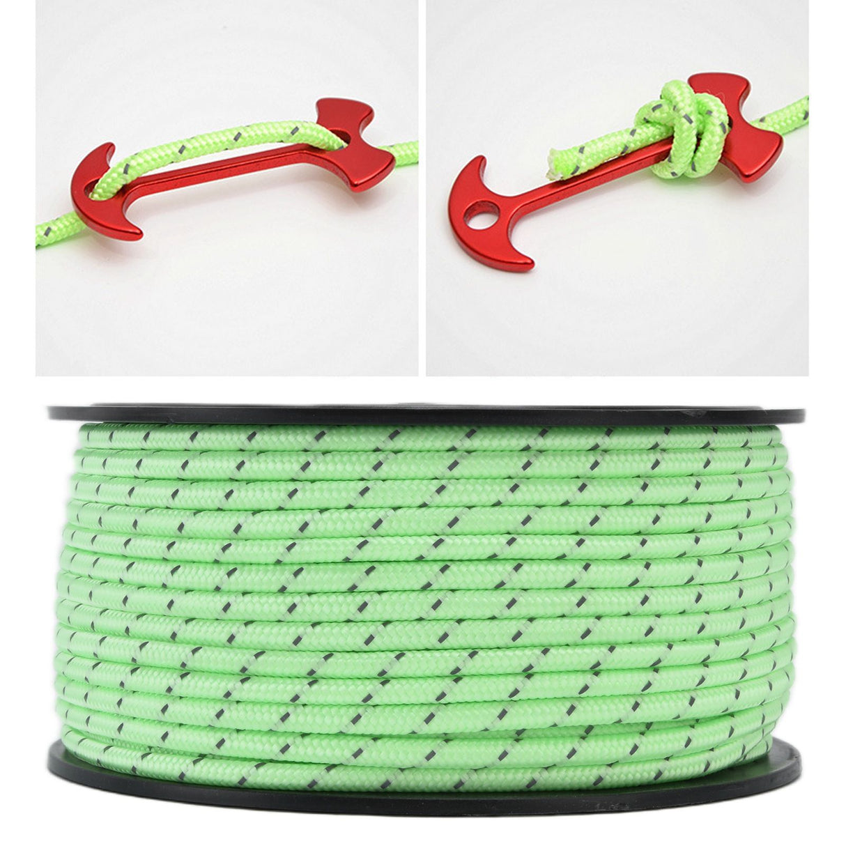 50m Reflective Nylon Rope 5mm Thickness Fluorescent Tent Canopy Rope Clothesline for Outdoor Camping