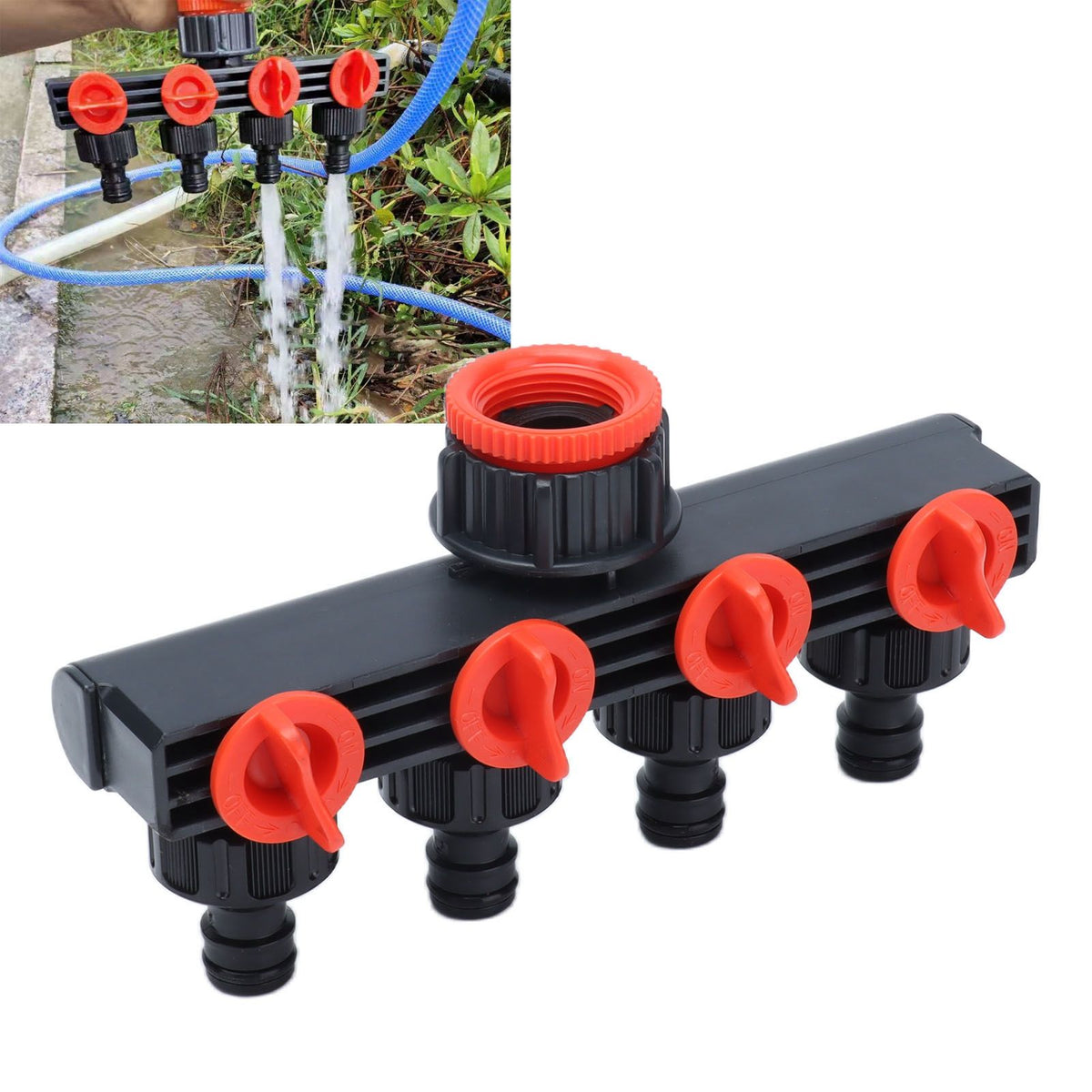 4 Way Tap Hose Connector Garden Hose Splitter Leakproof for Horticultural Agricultural Irrigation