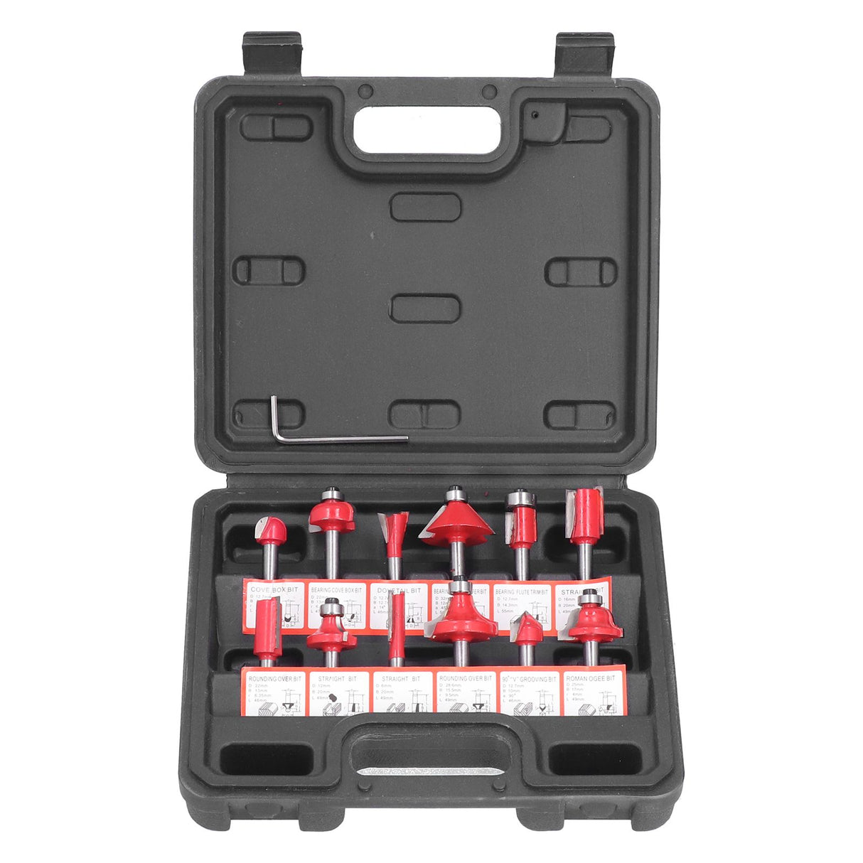 12Pcs Router Bits Kit High Speed Steel Woodworking Milling Cuter Set with Plastic Storage Box High Hardness for Wood Processing