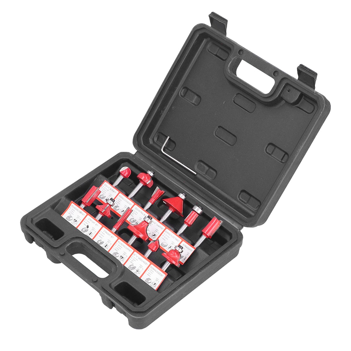 12Pcs Router Bits Kit High Speed Steel Woodworking Milling Cuter Set with Plastic Storage Box High Hardness for Wood Processing