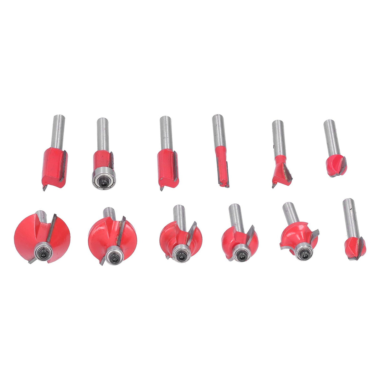 12Pcs Router Bits Kit High Speed Steel Woodworking Milling Cuter Set with Plastic Storage Box High Hardness for Wood Processing