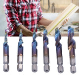 6Pcs/Set Blue Spiral Tap Drill Bit Kit High Speed Steel Drilling Tapping Bits British System
