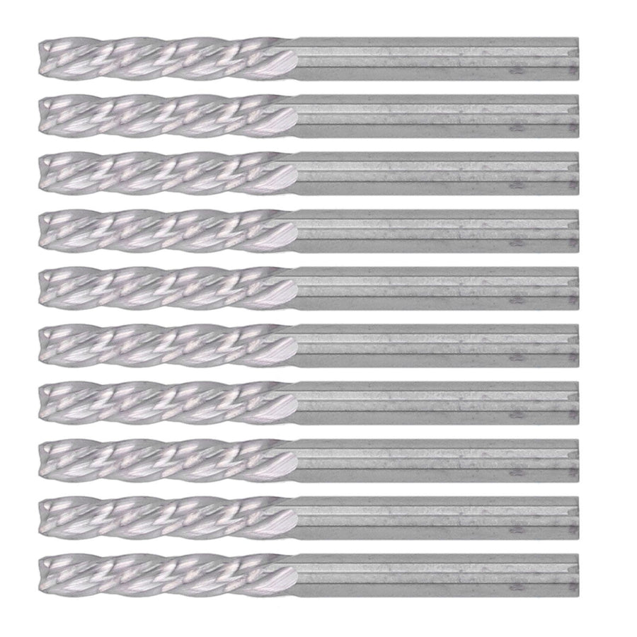 10Pcs 4 Flutes Milling Cutter No Burr Engrave Machine Knife 3.175x15mm for Acrylic MDF PVC