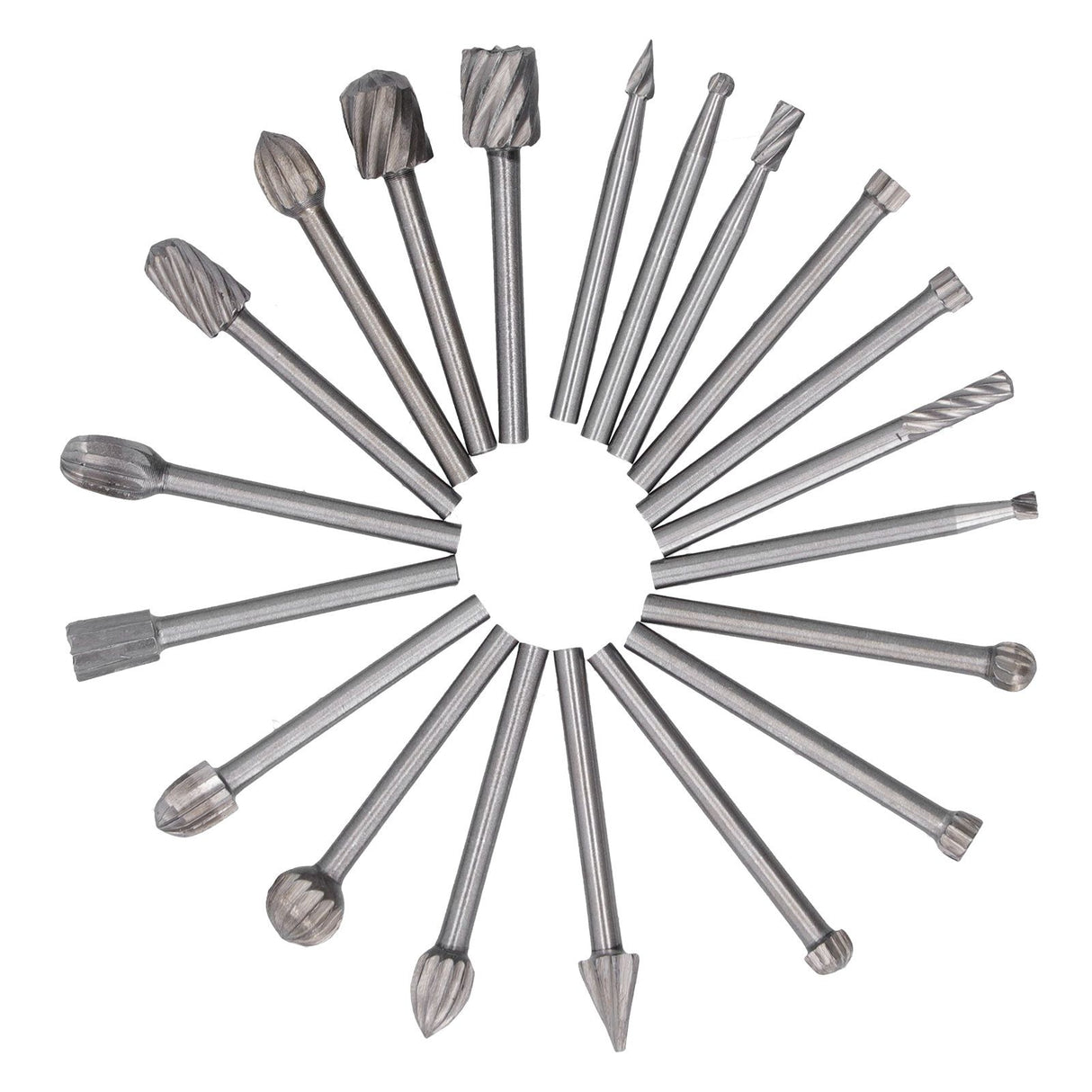 20Pcs High Speed Steel Rotary File DIY Grinding Head Set Accessory for Woodworking